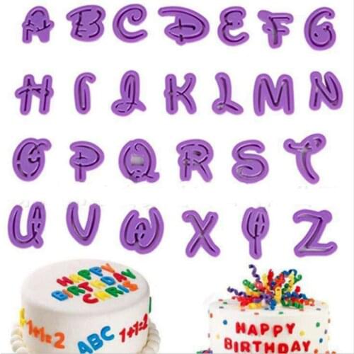 3D 26 Alphabet Letter Cake Mold Cutter Fondant Cookie Stamp Cake Mould Biscuit Chocolate Decorating DIY Pastry Art Fondant