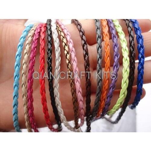 50 yards mixed colors 3mm braided faux leather necklaces cords random mix color or you pick
