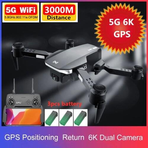 6K Dual Camera 5G GPS Optical Flow Position Smart Follw Me Wifi FPV RC Drone 3KM Aircrafts With 3PCS Battery Gesture Shoot Toys