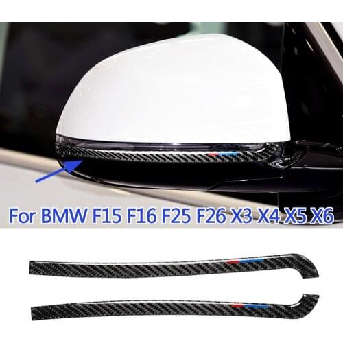 Car True Carbon Fiber Sticker For BMW X5 F15 X6 F16 X3 F25 X4 F26 Rearview Mirror Anti-Rub Strips Protector Accessories