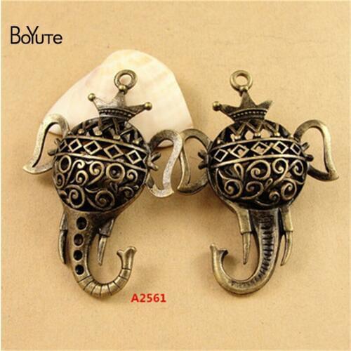 BoYuTe (10 Pieces/Lot) 58*40MM Antique Bronze Plated Zinc Alloy Hollow Elephants Charms Pendant Diy Jewelry Findings Accessories