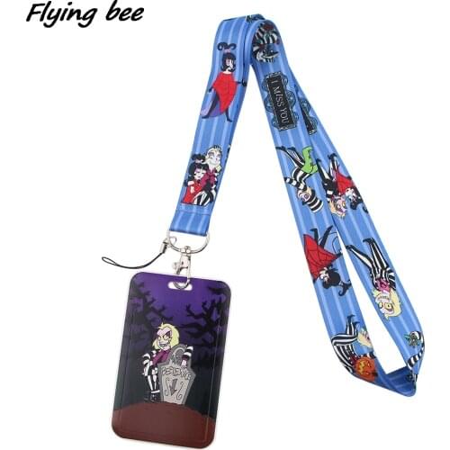 Flyingbee Cartoon Creative Lanyard Card Holder Student Hanging Neck Mobile Phone Lanyard Badge Subway Access Card Holder X1428