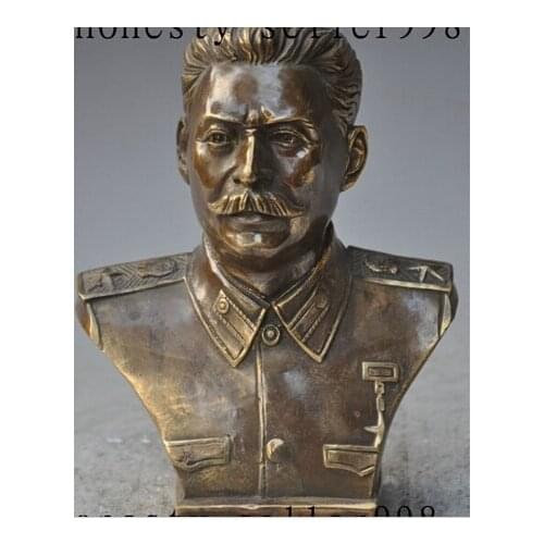 HOT SELL ---406+++6"Chinese Bronze famous marshal Joseph Stalin Stalinist Head Bust Statue