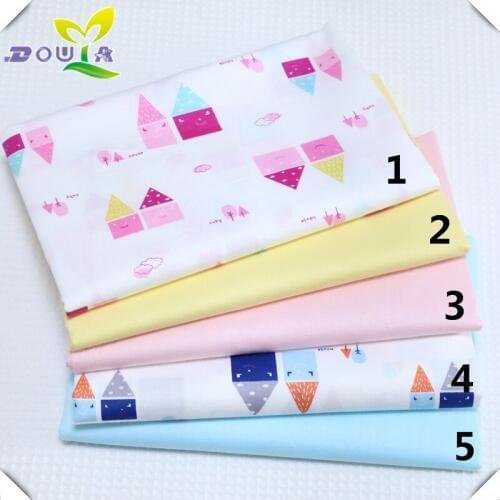 Cotton cloth baby cartoon Castle solid cloth AB version of the childrens bedding cotton pajamas dress fabric