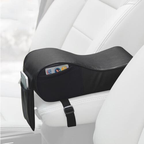 PU Leather Car Armrest Pad Memory Foram Auto Center Console Armrests Covers With 3 Pockets Universal Internal Accessories