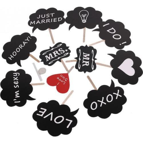 11pcs Clouds Squarae Round Wedding Decorations Photo Booth Props happy words on a Stick For Wedding Party Photography Tools
