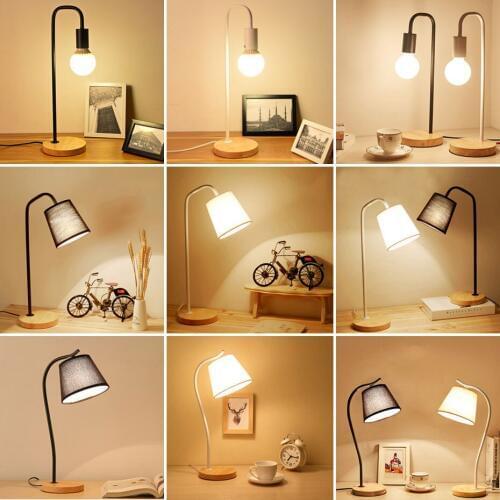 Loft Vintage Desk Lamp with Traditional American Countryside Wooden Edison Table Lamps Nordic Metal Table Fixtures
