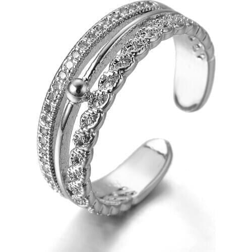 Multiple Rows Cubic Zirconia Rings Women Rings Fashion Simple Irregular Adjustable Wedding Ring Give Girlfriend Birthday Gift