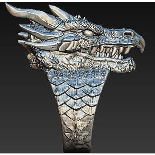 European And American Fashion Domineering Men/Female Mythical Dragon Ring Fierce Dragon Head Ring Hip Hop Jewelry Wholesale