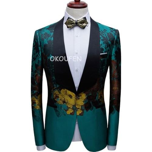 Mens fashion Slim Suit Man Personality singer stage performance banquet dress photo studio tide coat
