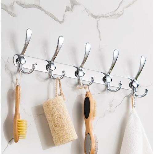 Wall Mounted Coat Hanger Clothes Hat Rack with Hooks Bathroom Hanging Organizer Towel Hook Stand
