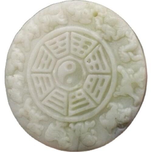 Natural jade a product Shaanxi Lantian jade Zodiac eight trigrams pendant Taiji eight trigrams Pendant