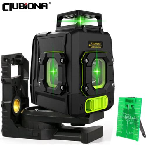 CLUBIONA 6 lines German laser diode Green beam Cross line Laser Level with Laser Receiver Mode and 5200mah lithium battery