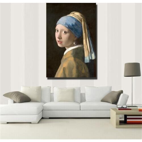 Netherlands GIRL WITH A PEARL EARRING Oil Painting Poster Wall Art Canvas Picture Living Room Home Decor Frameless