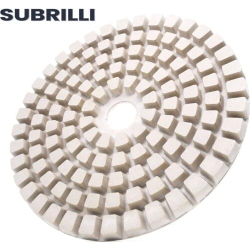 SUBRILLI 8" Inch 200mm Buffing Pad Diamond Polishing Wheel Renovate Floor Granite Marble Concrete Cleaning Pad White Buff Disc