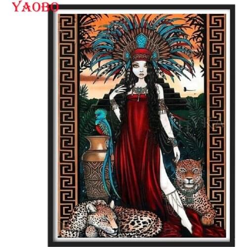 Full Square 5d Diy Diamond Painting Egptian Woman and Leopard Cross Stitch Diamond Embroidery Mosaic Rhinestones Home Decor