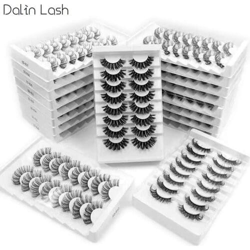 Dalin lash 8 pairs natural long faux mink eyelashes synthetic eyelashes full srip dramantic daily make up use eyelashes