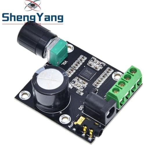 ShengYang Super Slim 2 x 15W PAM8610 Class D Digital Dual Power Audio Amplifier Board 12V black