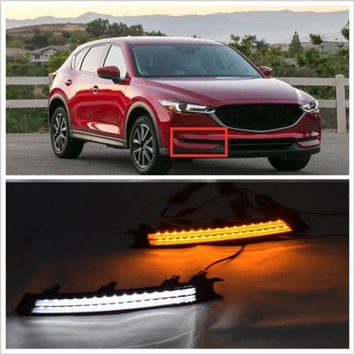 LED Daytime Running Light Fog Lamp Decoratio daylight For Mazda CX-5 CX5 2017-2019 Dynamic Turn Signal Relay Waterproof Car DRL