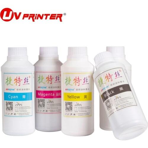 Textile ink 500ml for A3/A4 UV&DTG printing printer T-shirt canvas pretreatment liquid CMYKW high saturation