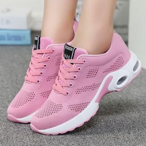 Tenis Mujer Hollow Air Cushion Tennis Shoes Women Breathable Mesh Non-slip Sneakers Outdoor Casual Sport Shoes Pink Lightweight