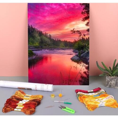 Landscape Sea Printed 11CT Cross-Stitch DIY Embroidery Full Kit DMC Threads Hobby Handmade Craft Sewing Stamped Sales