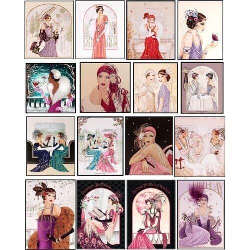 Embroidery Counted Cross Stitch Kits Needlework - Crafts 14 ct DMC Color DIY Arts Handmade Decor - Art Deco Lady Collection 2