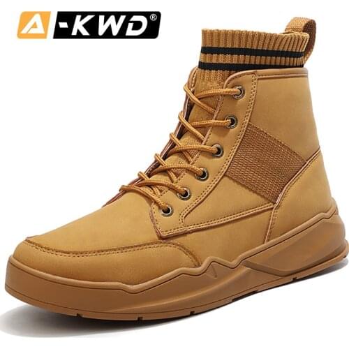 High Top Men Casual Shoes Black Socks Boots Chausure Homme Lace-up Man Shoose Pu Leather Men Sneakers Autumn Breathable Footwear