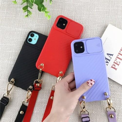 GTWIN Slide Camera Protect Phone Case For iPhone 12 11 Pro Max XR X XS SE 2020 7 8 Plus Crossbody Strap Lanyard Lens Cover