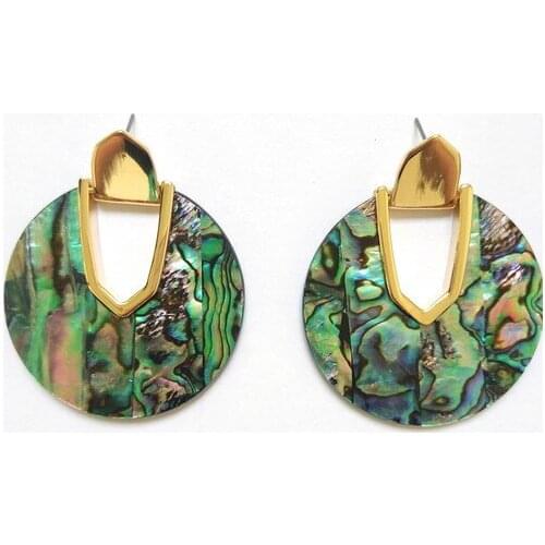 New Big Highly Polished Shinney Good Quality Circle Colored Disc Drop Abalone Dangle earrings for Women
