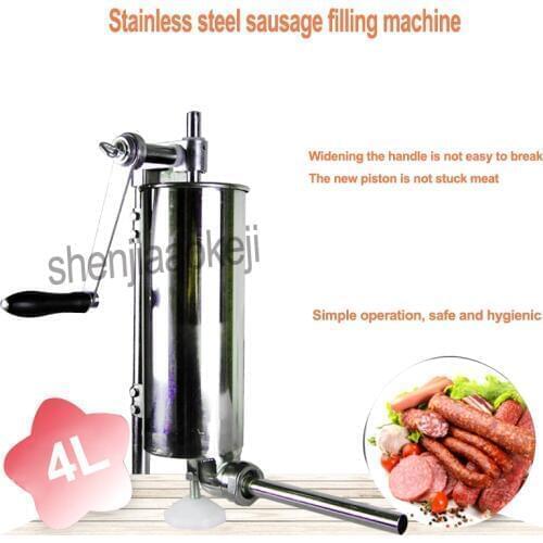 New 4L Commercial Sausage filler Household Stainless Steel Vertical Sausage Stuffer Manual sausage making machine 1PC