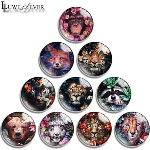 10mm 12mm 16mm 20mm 25mm 30mm 644 Flower Animal Mix Round Glass Cabochon Jewelry Finding 18mm Snap Button Charm Bracelet