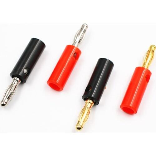 10pcsAudio Speaker Screw Banana Gold Plate Plugs Connectors 4mm IN STOCK FREE SHIPPING Black Red Facotry Online Wholesale Golden