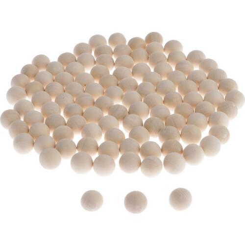 100 Pieces Hardwood Balls - 1cm/0.4 inch Round Beech Wood Balls Spacer Beads for Crafts