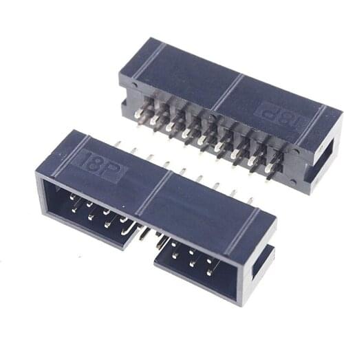 1000 Pcs Shrouded Box header IDC Socket 2.54mm 2x9 Pin 18 P straight Male square pin 0.64mm 2 rows 2.54 Through hole DIP