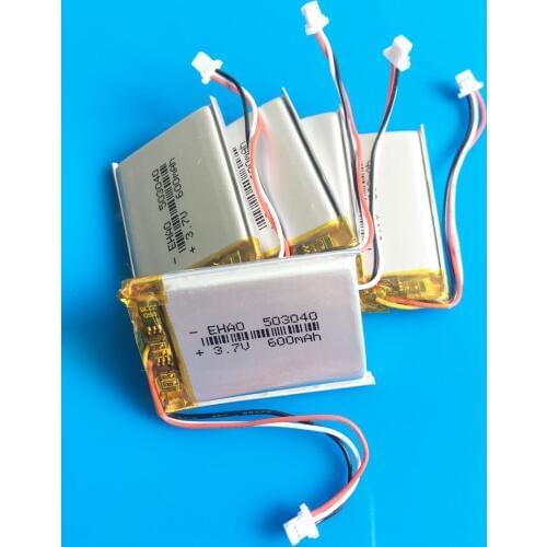 5pcs 3.7V 600mAh JST 1.0mm 3pin rechargeable battery 503040 lipo polymer lithium battery for MP3 GPS bluetooth Recorder camera