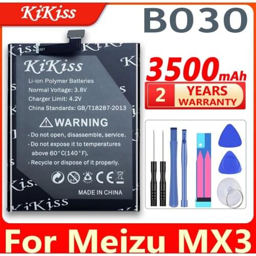 KiKiss B030 Mobile Phone Replacement Battery for Meizu Meizy MX3 M351 M353 M355 M356 MX 3 Rechargeable Batteries 3500mAh