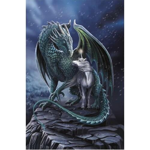 5D DIY diamond painting dragons and unicorns, Full square, round diamond cross stitch home decoration gifts GG4964