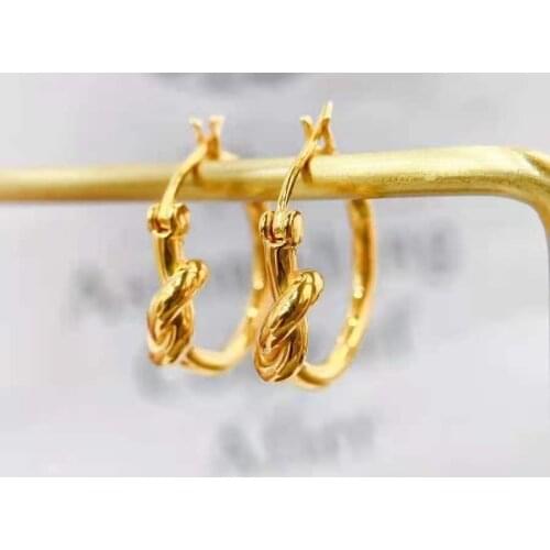 Au750/18k real gold western/european ins fashion bowknot style earring jewelry for lady&weeding&gift&life wear&party