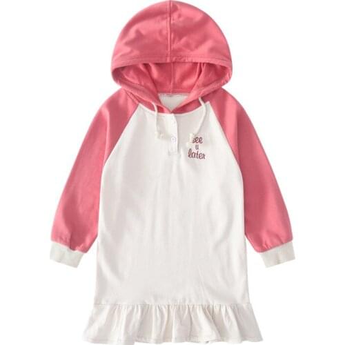 2020 Girl Baby Hoodies Dress For Spring Autumn Girls Kids Casual Princess Dresses Children Vestidos Clothes 4-14age