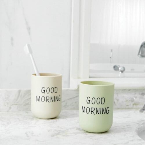 Nordic 5 Style Travel Portable Washing Cup Couple Bathroom Sets Plastic Good Morning Toothbrush Holder Storage Organizer Cup