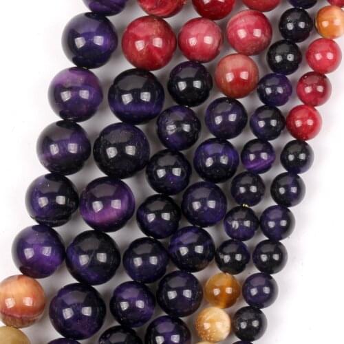 Natural Mix Green Golden Purple Blue Tiger Eye Stone Round Beads for Jewelry Making 6mm 8mm 10mm 7 Chakra Beads Diy Bracelet 15"