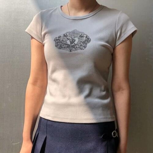 UNUTH Girls Soft Cotton O Neck T-shirt 2021 Summer Fashion Ladies Casual Slim T-shirt Female Printed Straight Slim T-shirt Top