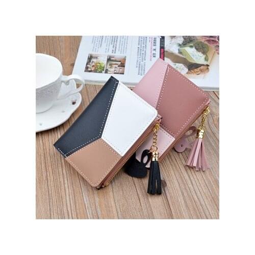 Geometric Women Cute Pink Wallets Pocket Purse Card Holder Patchwork Wallet Lady Female Fashion Short Coin Burse Money Bag