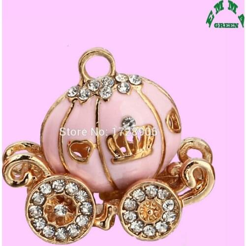 Carriage Pendant for Jewelry making 50mm Rhinestone Pumpkin Car Charm Pendant for Kids various color Pumpkin Carriage Pendants