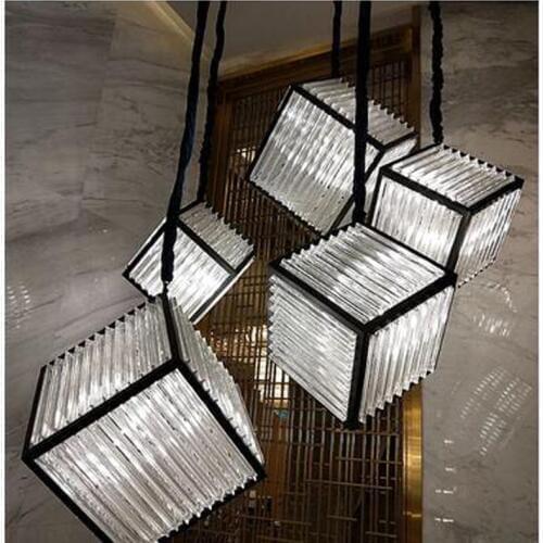 L Creative Rubiks Cube Personality Postmodern Simple Hotel Lobby Living Room Restaurant Bar Shop Decoration Crystal Chandelier