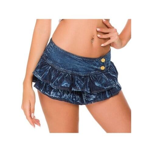 Summer Low Waist A Line Denim Skirt Women Sexy Pleated Mini Jeans Skirts Korean Style Casual Faldas Mujer