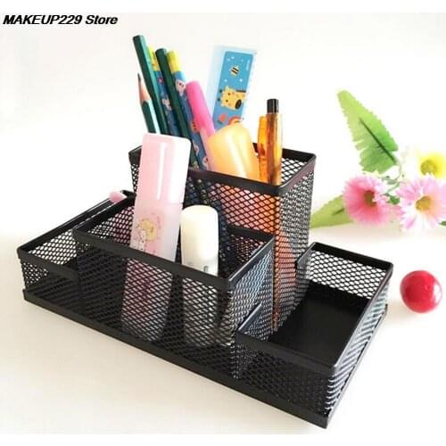 Makup Brush Holder Storage Mesh Cube Metal Stand Combination Holder Accessories Organizer Pen Brush Supplies