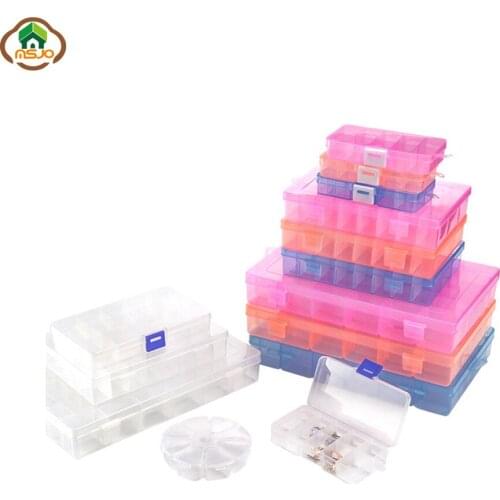 Msjo Makeup Organizer 24 Lattice Plastic Jewelry Storage Box Embroidery Craft Bead Pill Makeup Nail Diamond Case Organizer Box