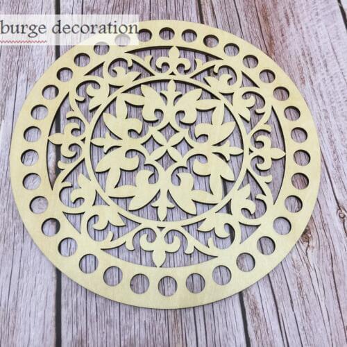 Set of 3 laser cut out wood lace craft diy wood crochet basket unfinished handmade wooden bottom